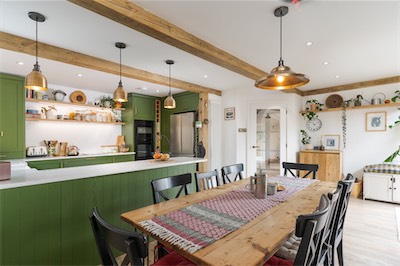 Green shaker kitchen in Llantwit Major